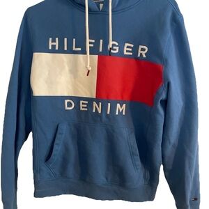 Tommy Hilfiger Blue Hoodie with Red and White Logo